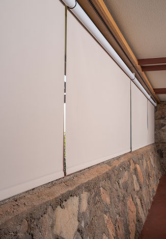 Closed Palladiom Roller shades at Frank Lloyd Wright's Taliesin West match the original colors.