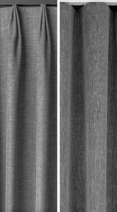 Motorized drapery tracks with custom pinch pleat or ripple fold pleat style